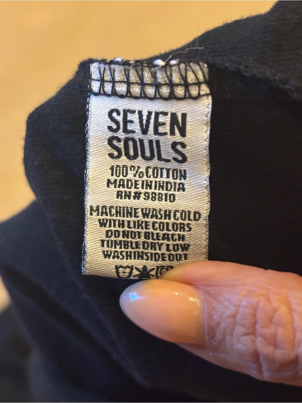 Seven Souls Black 100% Cotton Tee - SEVEN SOULS Sz M